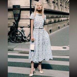 Self-Portrait NWOT Blue Floral Lace Midi Dress